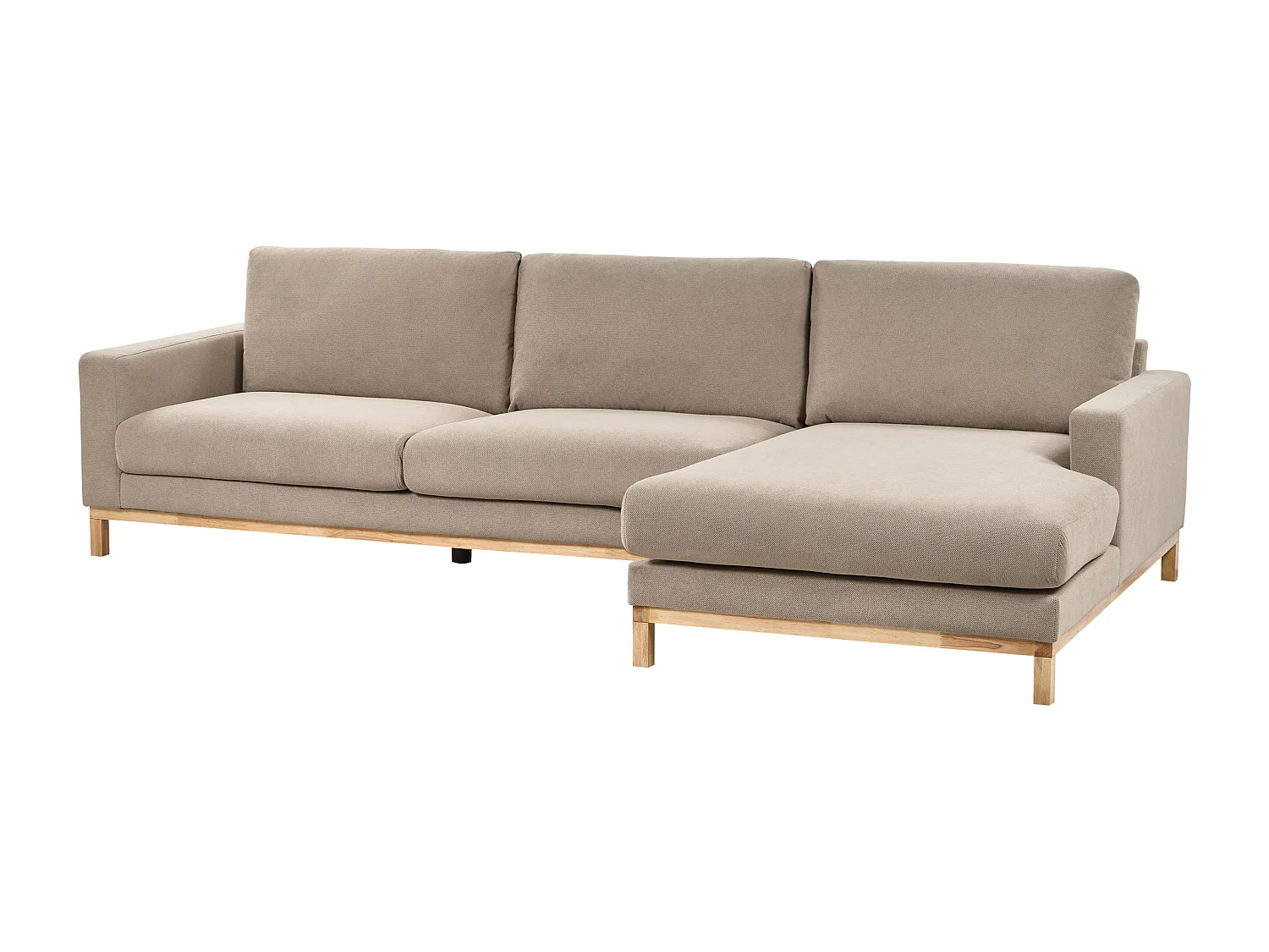 Canapé d'Angle à droite en Tissu Pieds en Bois Taupe Siggard