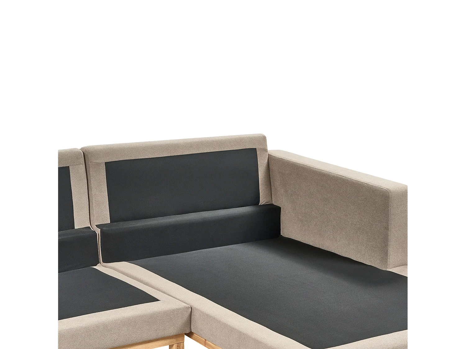 Canapé d'Angle à droite en Tissu Pieds en Bois Taupe Siggard