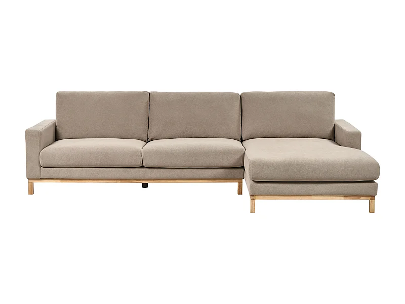 Canapé d'Angle à droite en Tissu Pieds en Bois Taupe Siggard