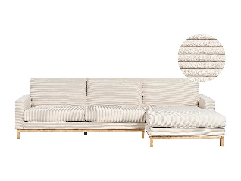 Hoekbank SIGGARD Corduroy Lichtbeige 4-zitter Linkerzijde