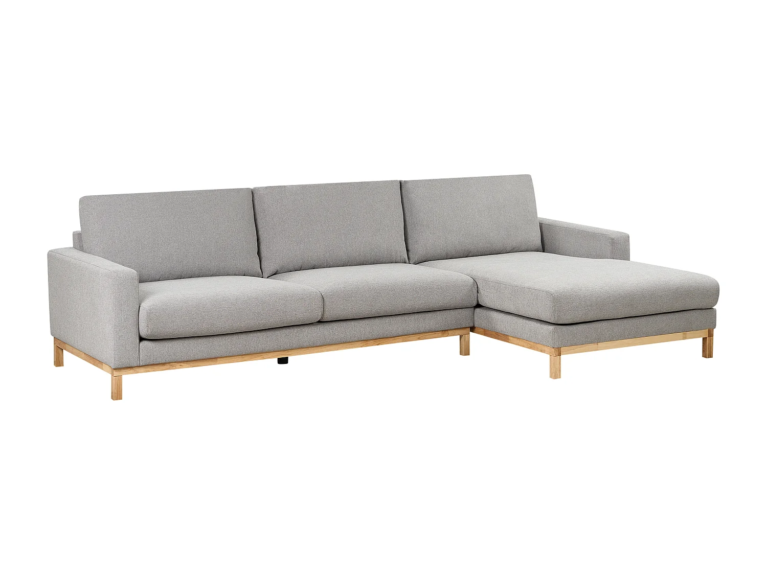 Canapé d'Angle à Gauche en Tissu Pieds en Bois Gris Siggard