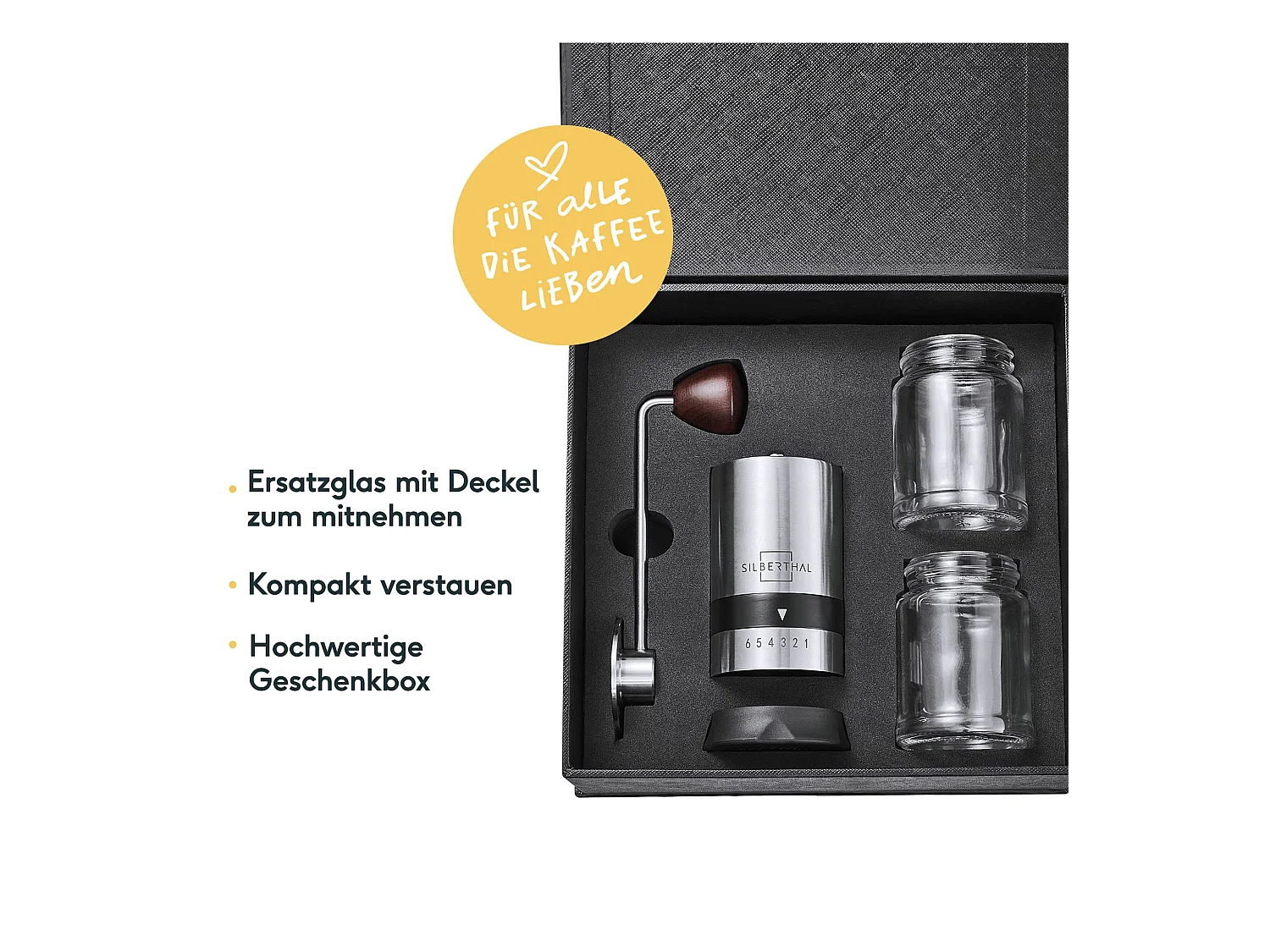 SILBERTHAL Kaffeemühle Manuell Kegelmahlwerk -