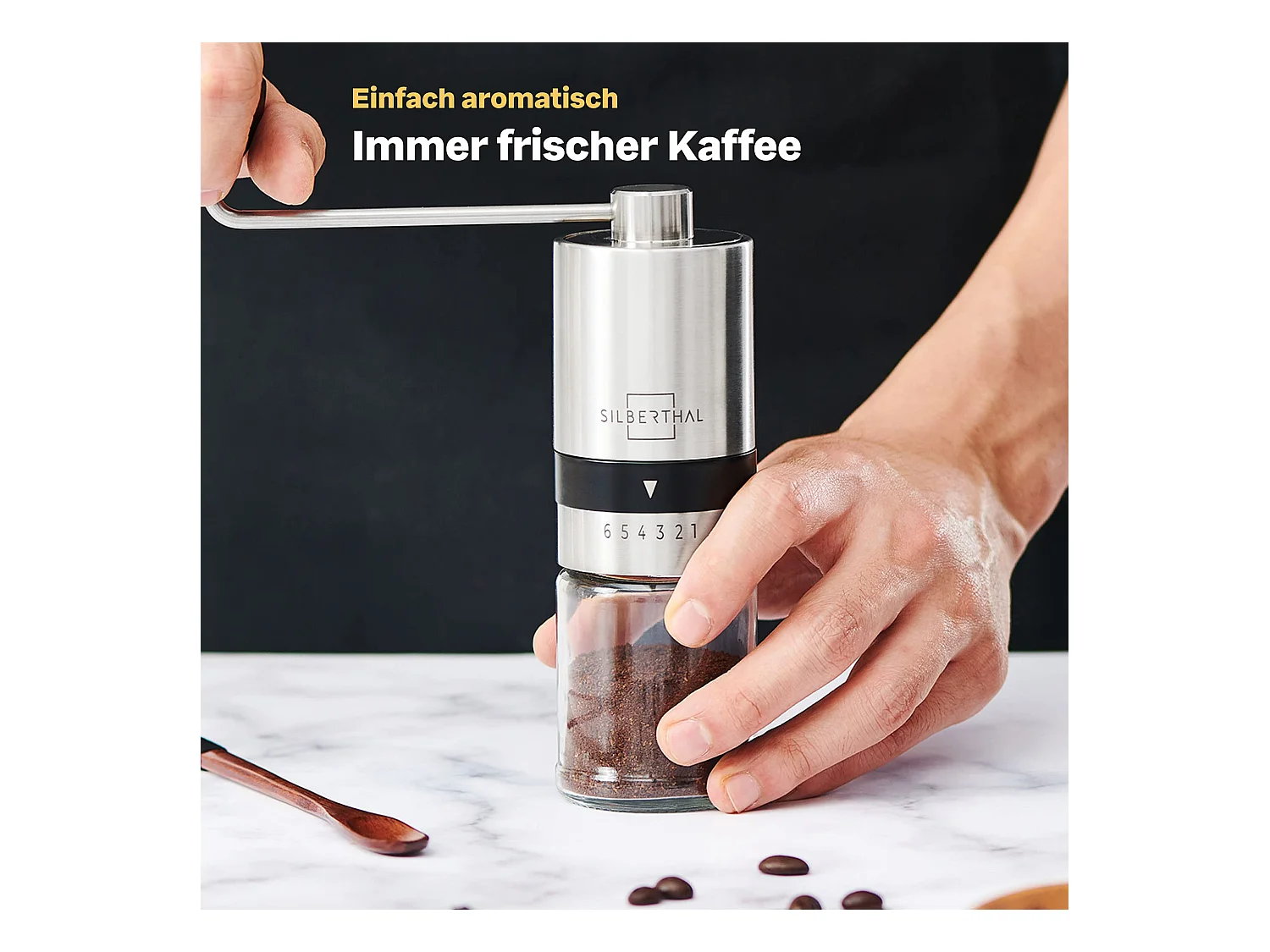 SILBERTHAL Kaffeemühle Manuell Kegelmahlwerk -