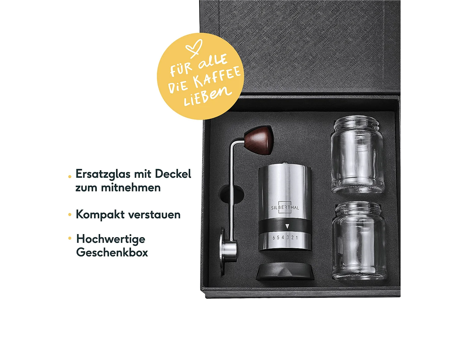 SILBERTHAL Kaffeemühle Manuell Kegelmahlwerk -