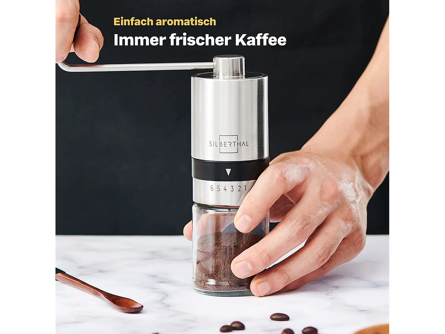SILBERTHAL Kaffeemühle Manuell Kegelmahlwerk -