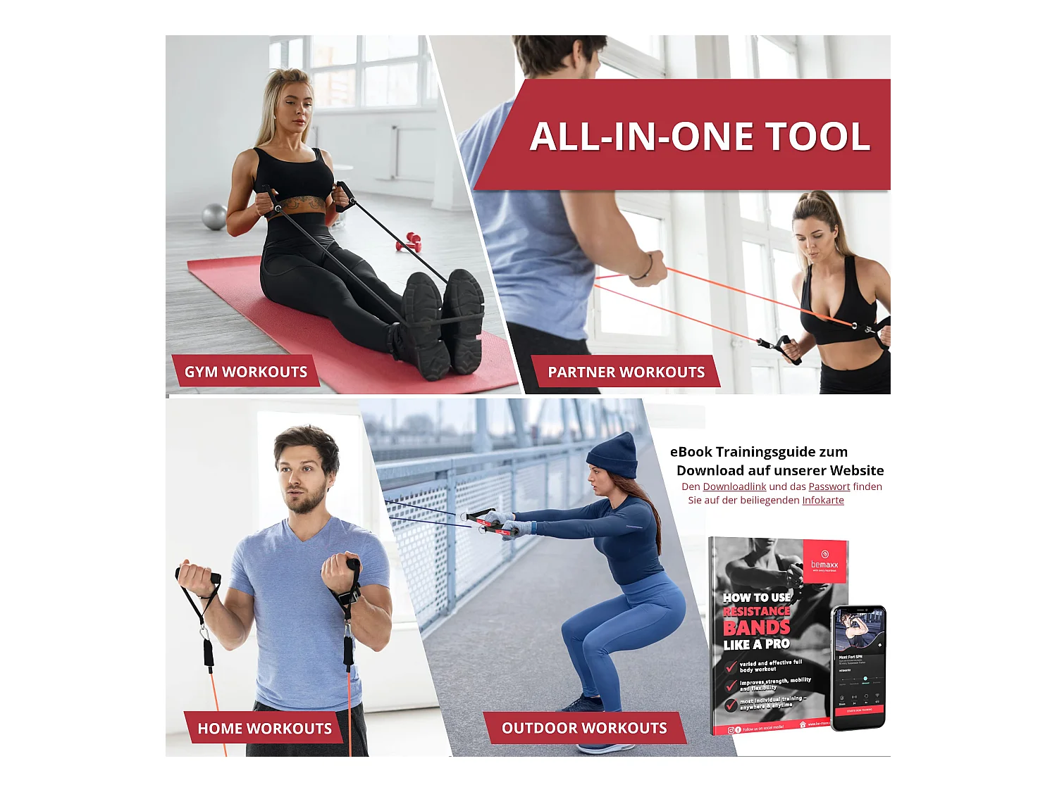 Resistance Bands Set mit Trainings-eBook -