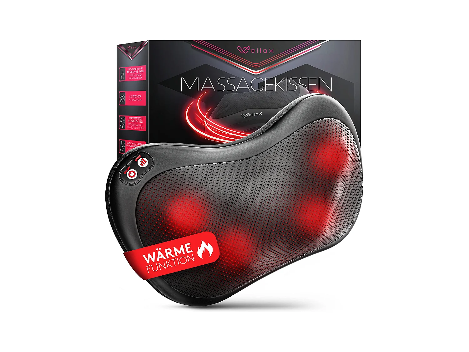 Wellax - Massagekissen mit Wärmefunktion & 360°