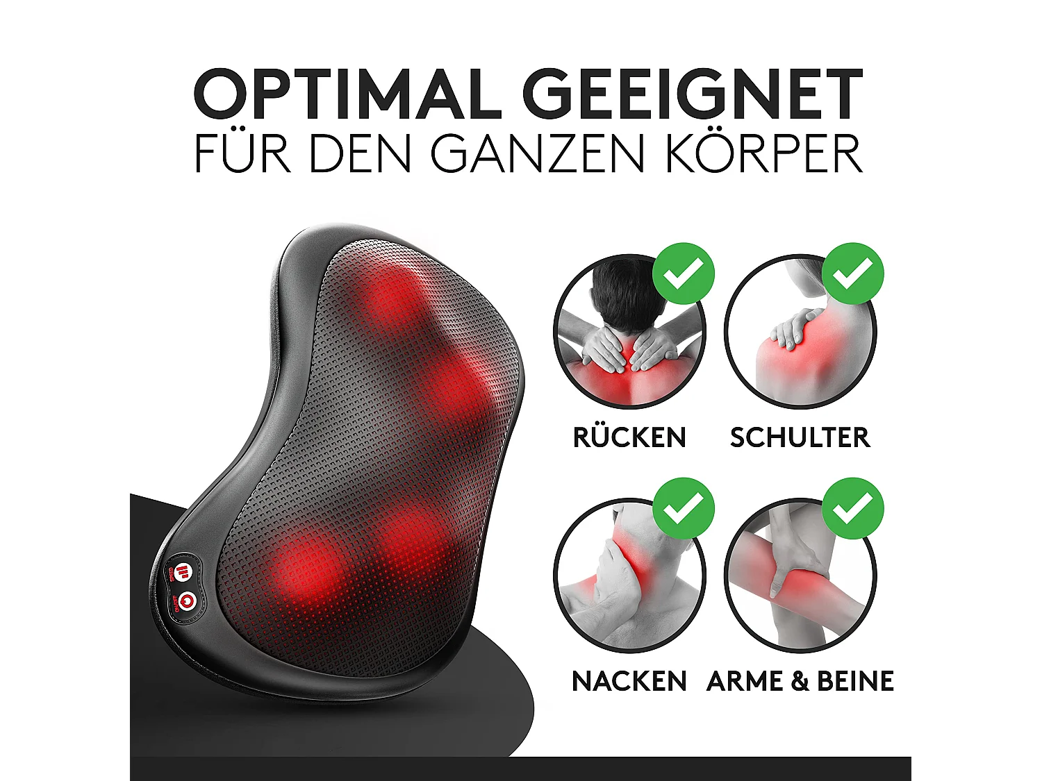 Wellax - Massagekissen mit Wärmefunktion & 360°