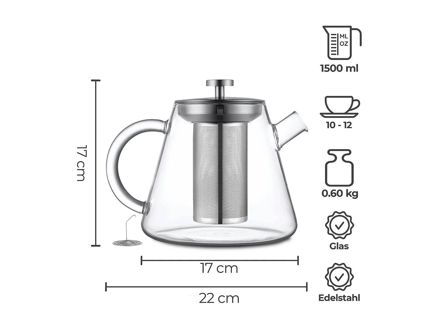 SILBERTHAL Teekanne mit Siebeinsatz - Glas - 1,5