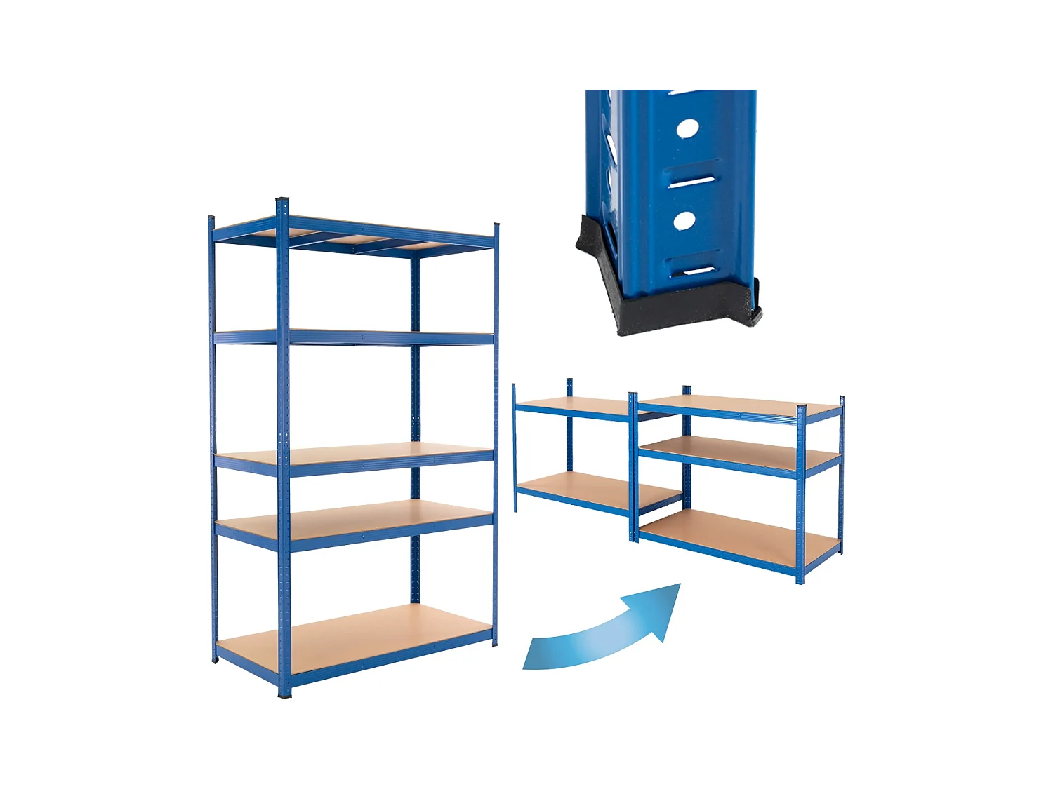 Étagère de rangement garage stockage métallique bleu 200x100x50 cm ECD Germany