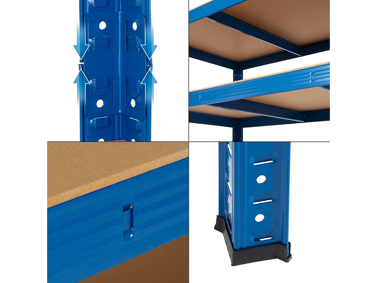 Étagère de rangement garage stockage métallique bleu 200x100x50 cm ECD Germany