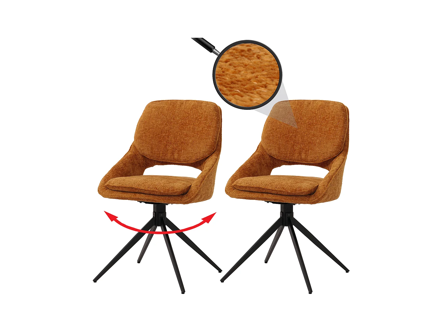 Chaise de salle à manger MCW-N73 (lot de 2),  ocre-jaune