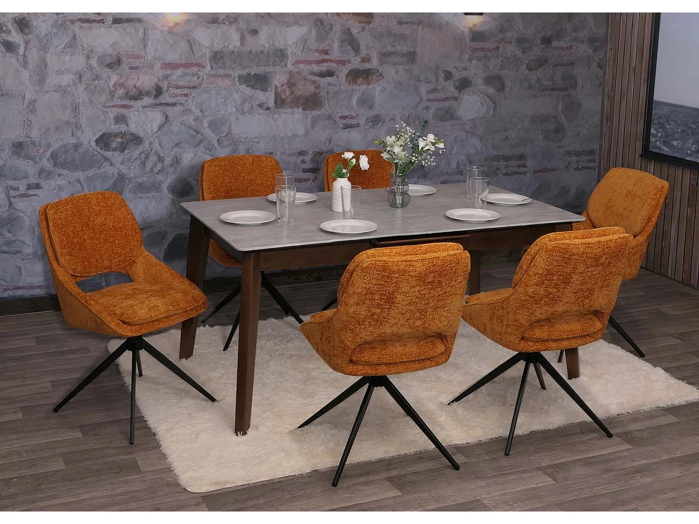 Chaise de salle à manger MCW-N73 (lot de 2),  ocre-jaune