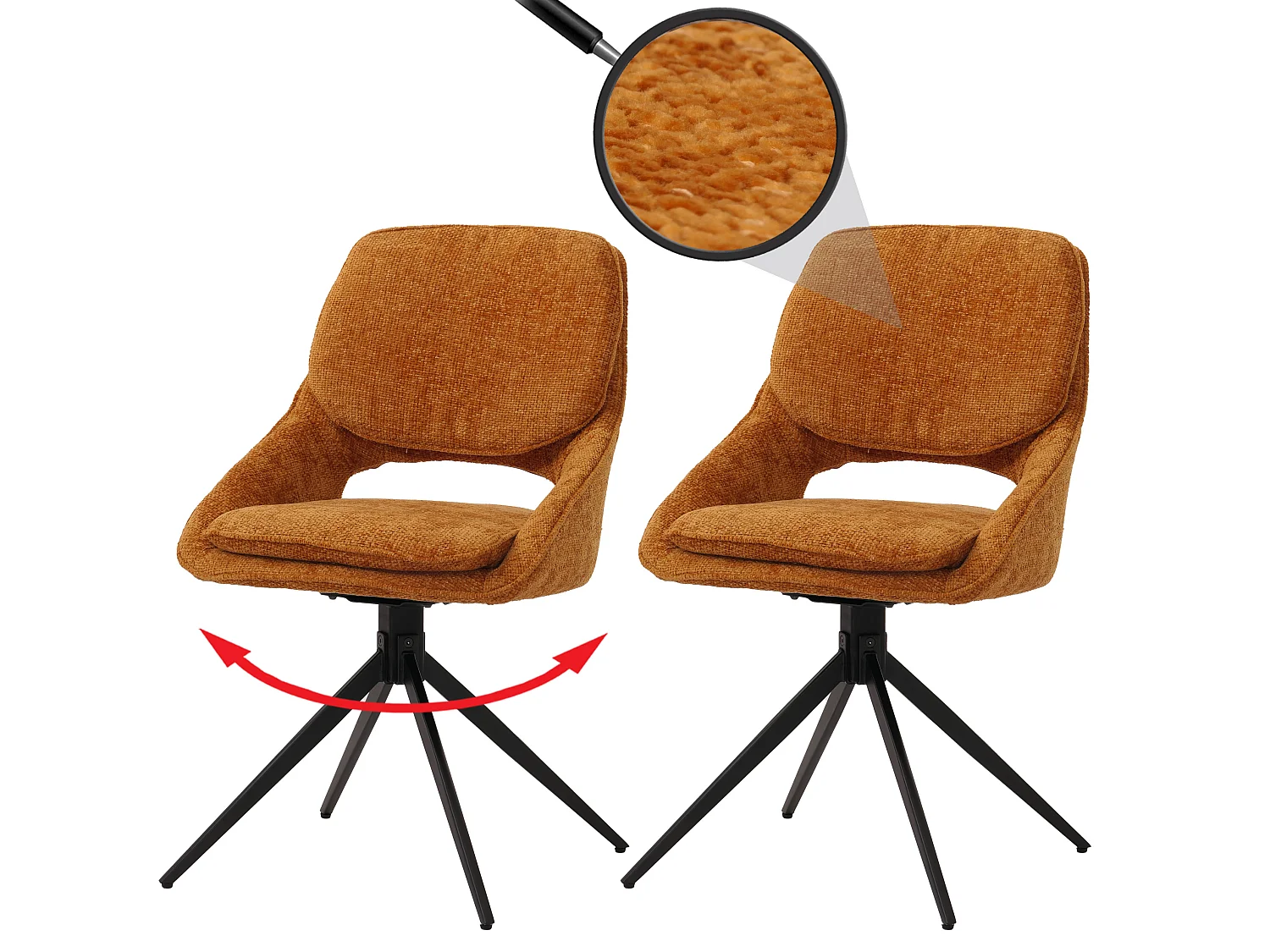 Esszimmerstuhl MCW-N73 (2er-Set), Ocker-gelb