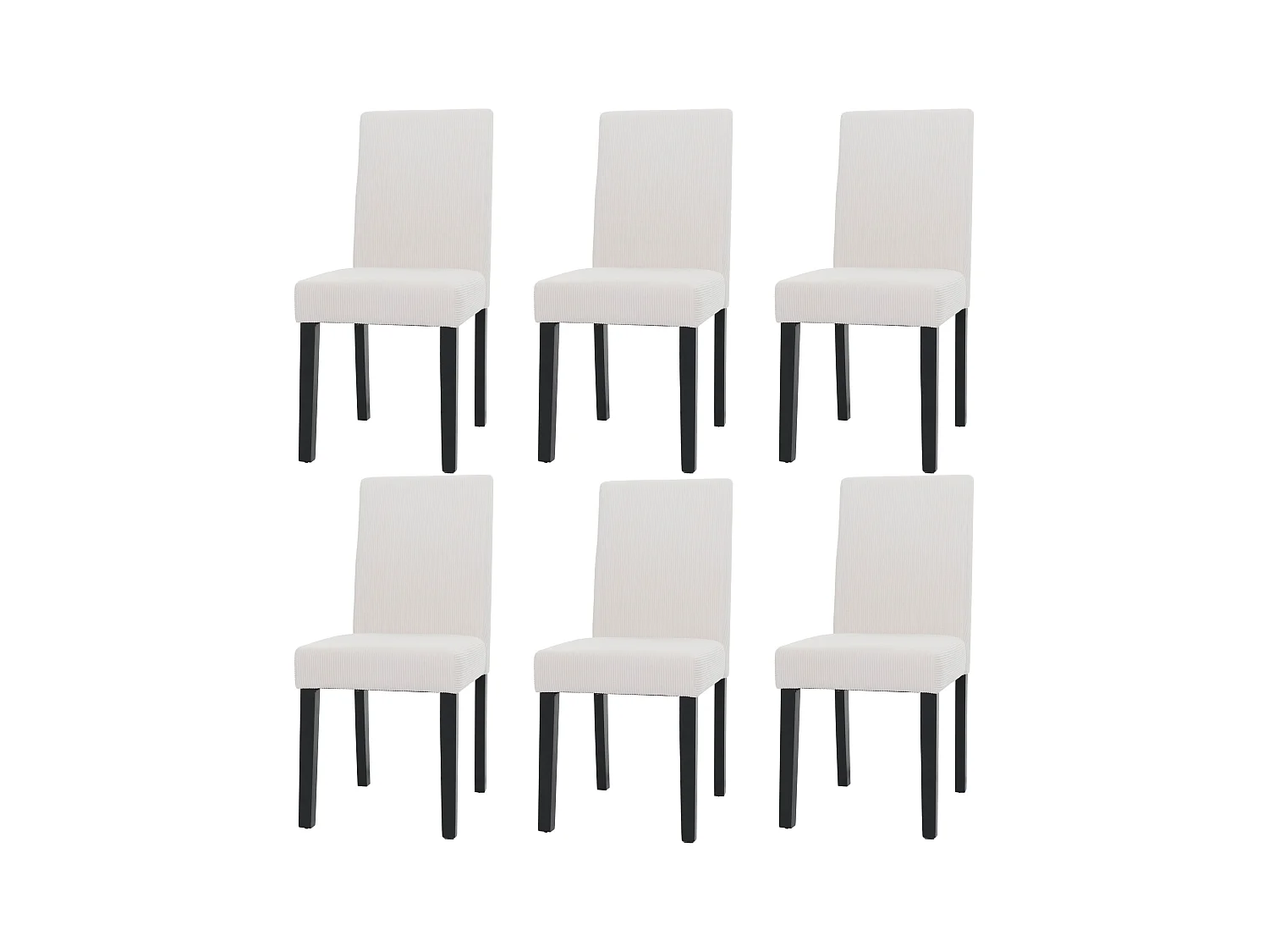 Chaise de salle à manger Littau Velours (lot de 6),  crème, pieds foncés