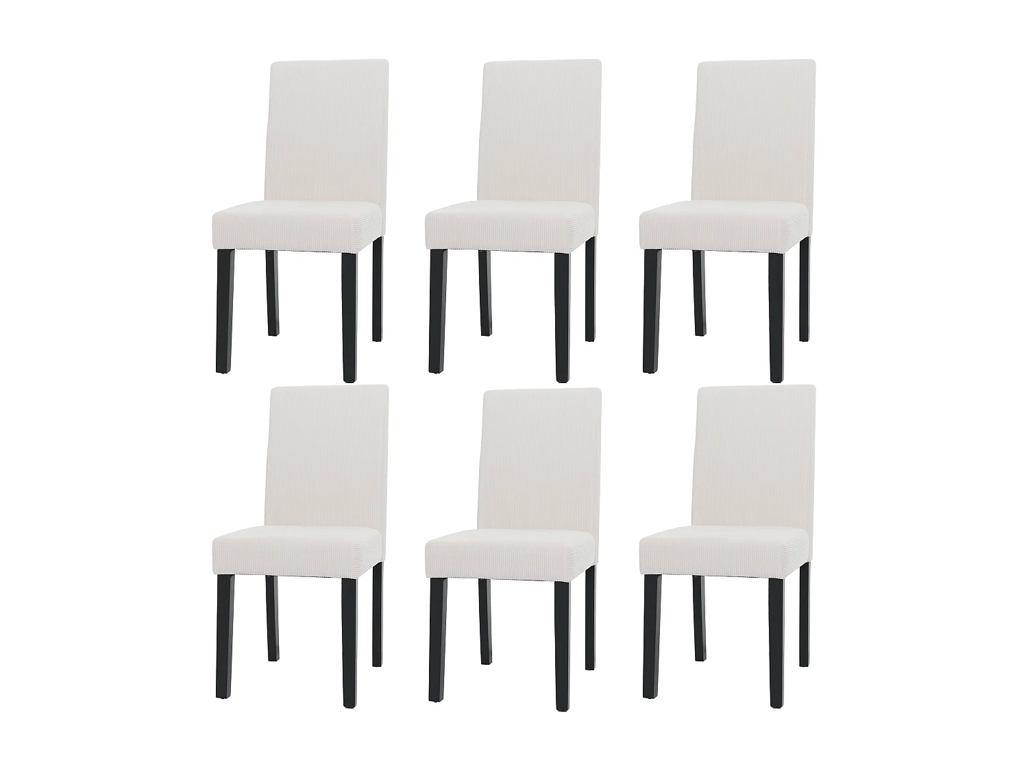 Chaise de salle à manger Littau Velours (lot de 6),  crème, pieds foncés