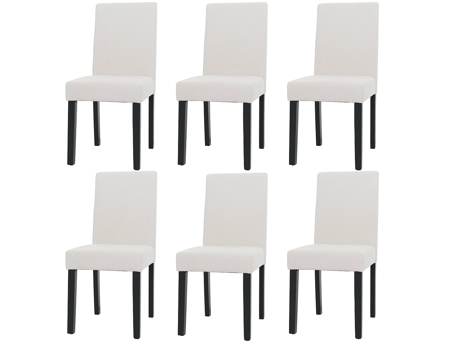 Chaise de salle à manger Littau Velours (lot de 6),  crème, pieds foncés