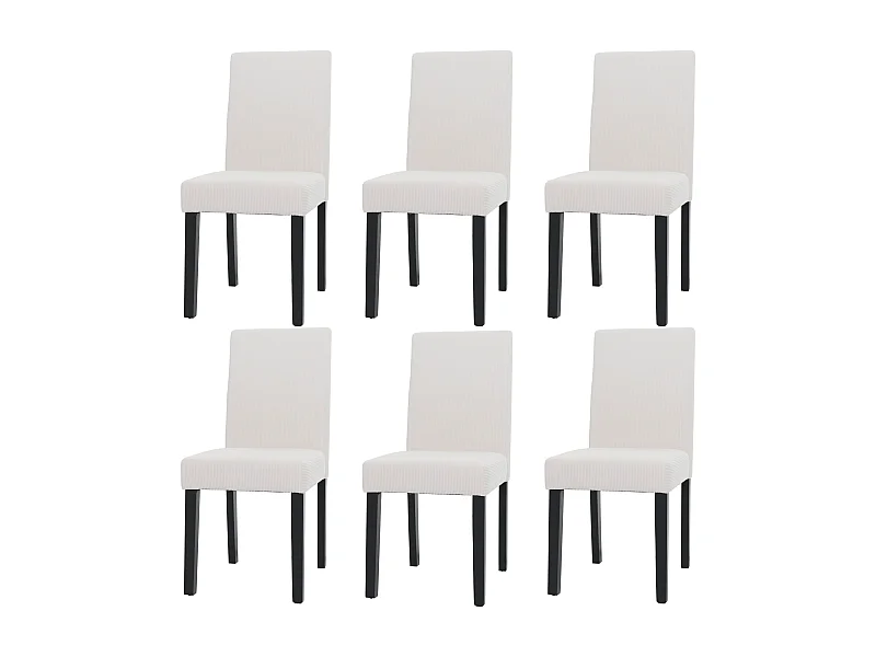 Chaise de salle à manger Littau Velours (lot de 6),  crème, pieds foncés