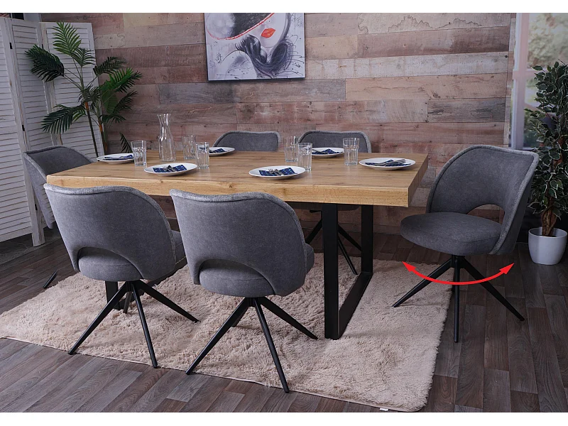 Chaise de salle à manger MCW-N72 (lot de 6),  gris foncé