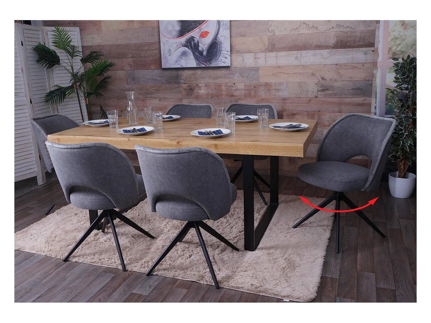 Chaise de salle à manger MCW-N72 (lot de 6),  gris foncé