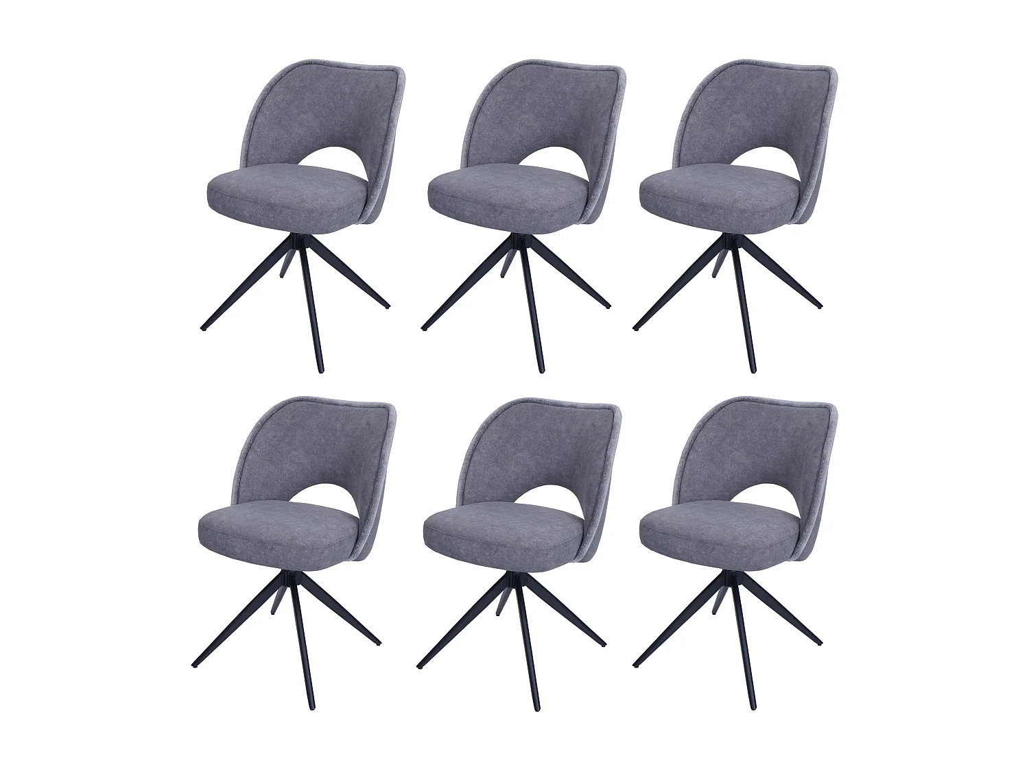 Chaise de salle à manger MCW-N72 (lot de 6),  gris foncé