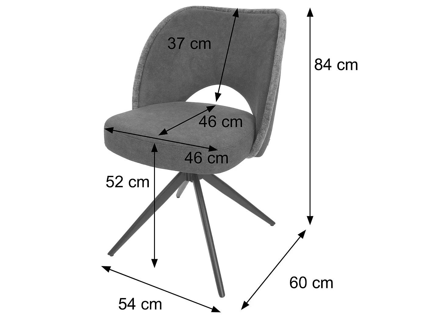 Dining chair MCW-N72 (set of 6),  dark grey