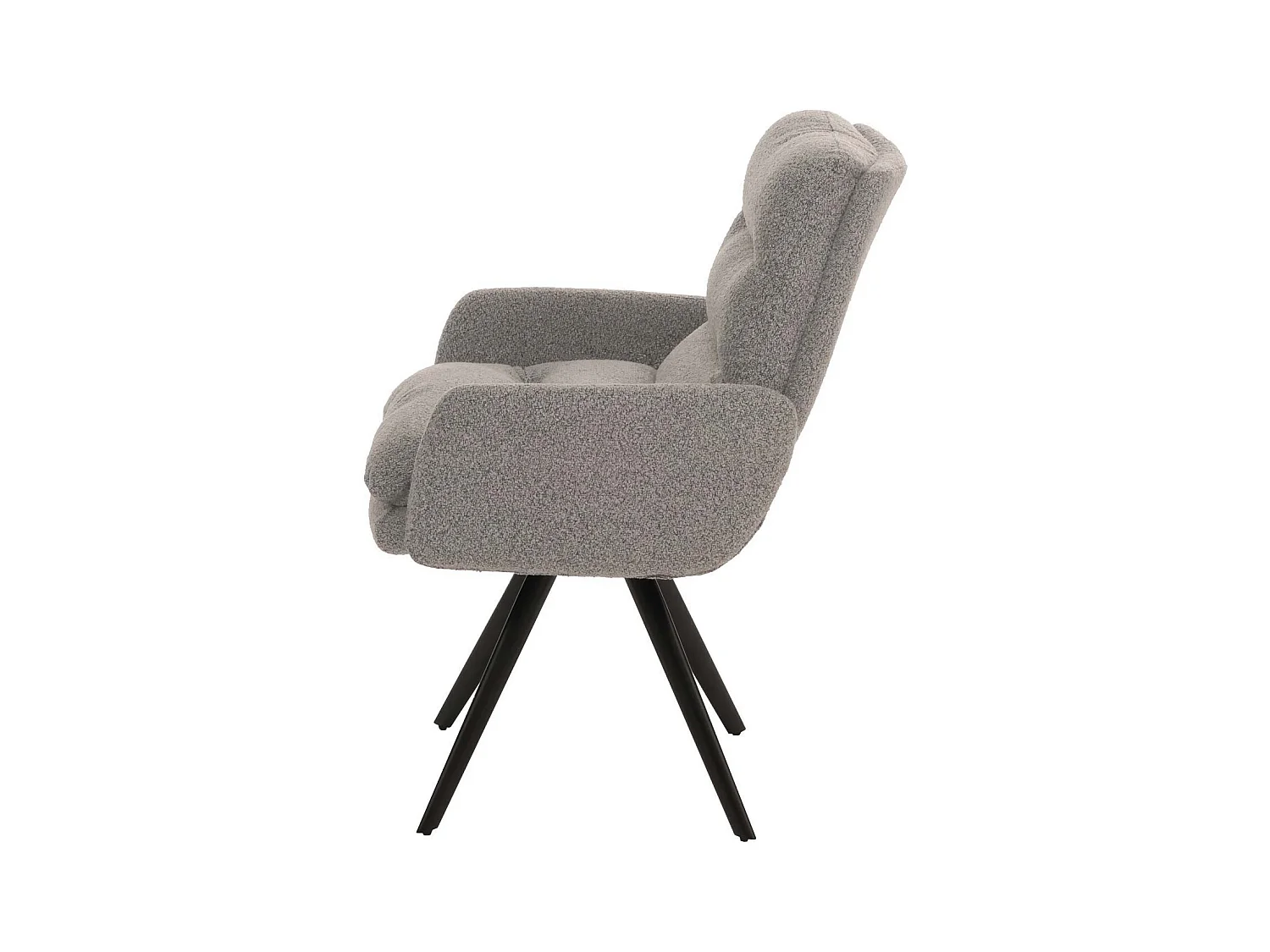 Eetkamerstoel MCW-G66 Bouclé (set van 6),  lichtgrijs, met armleuningen