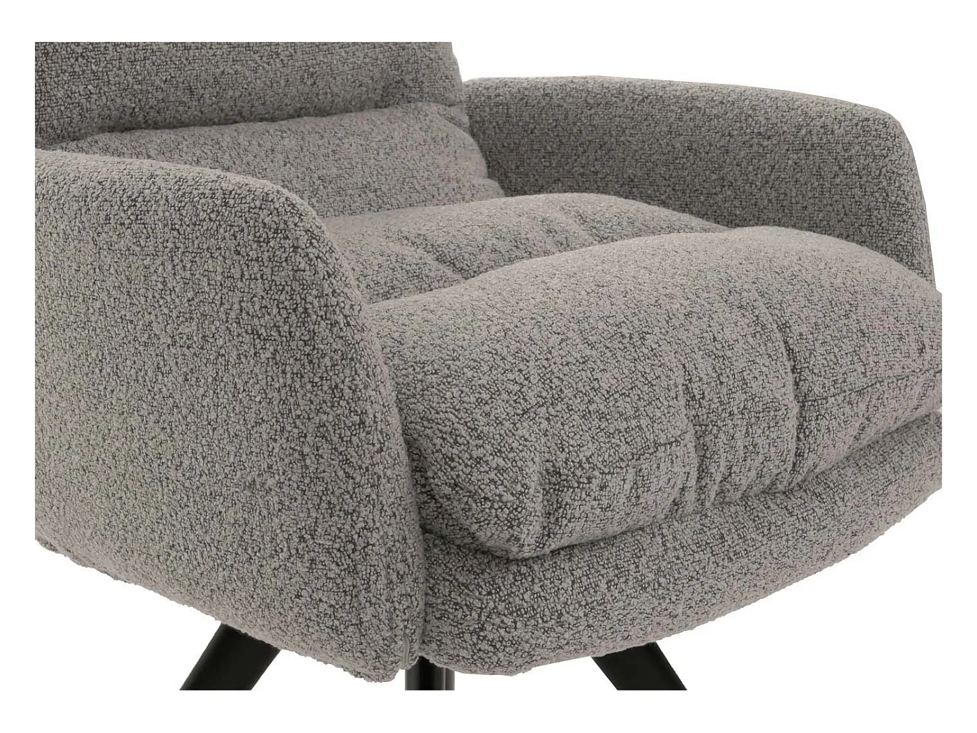 Eetkamerstoel MCW-G66 Bouclé (set van 6),  lichtgrijs, met armleuningen