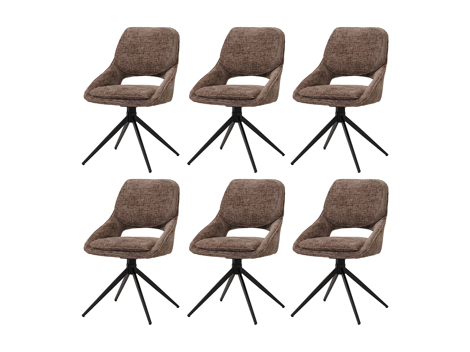 Chaise de salle à manger MCW-N73 (lot de 6),  marron