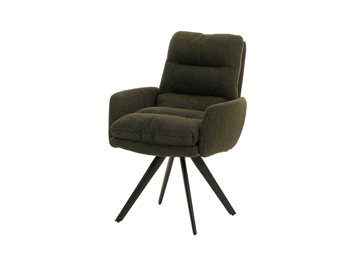 Eetkamerstoel MCW-G66 Bouclé (set van 6),  groen, met armleuning