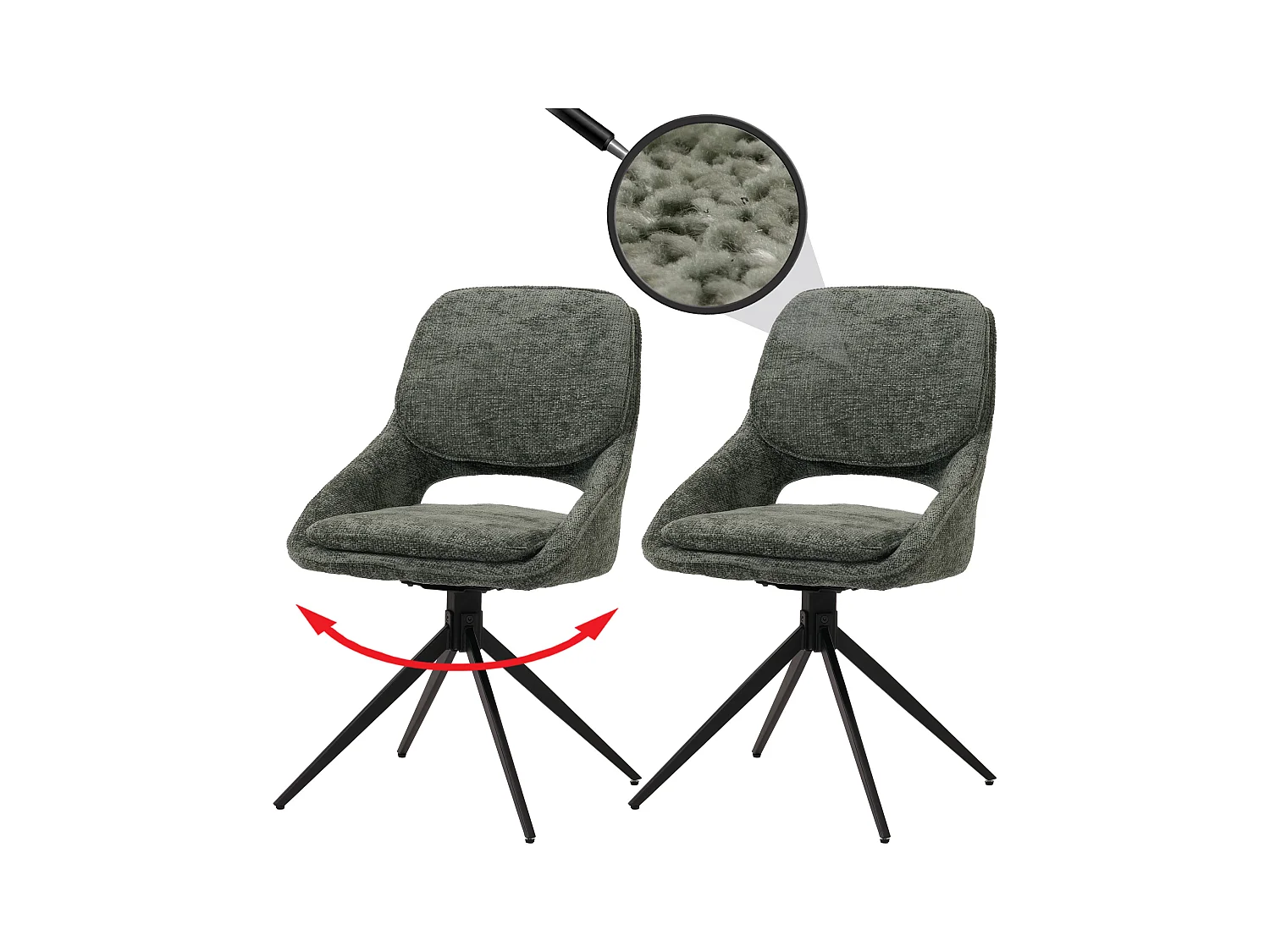 Chaise de salle à manger MCW-N73 (lot de 2),  vert