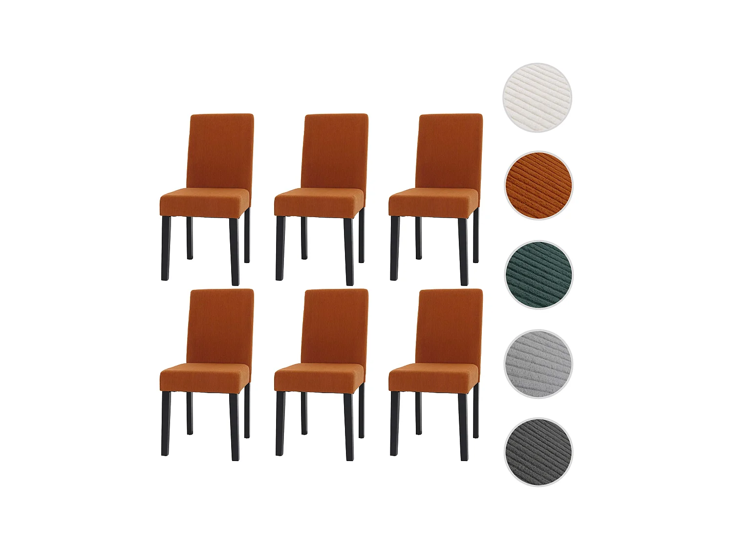 Chaise de salle à manger Littau Velours (lot de 6),  terracotta, pieds foncés