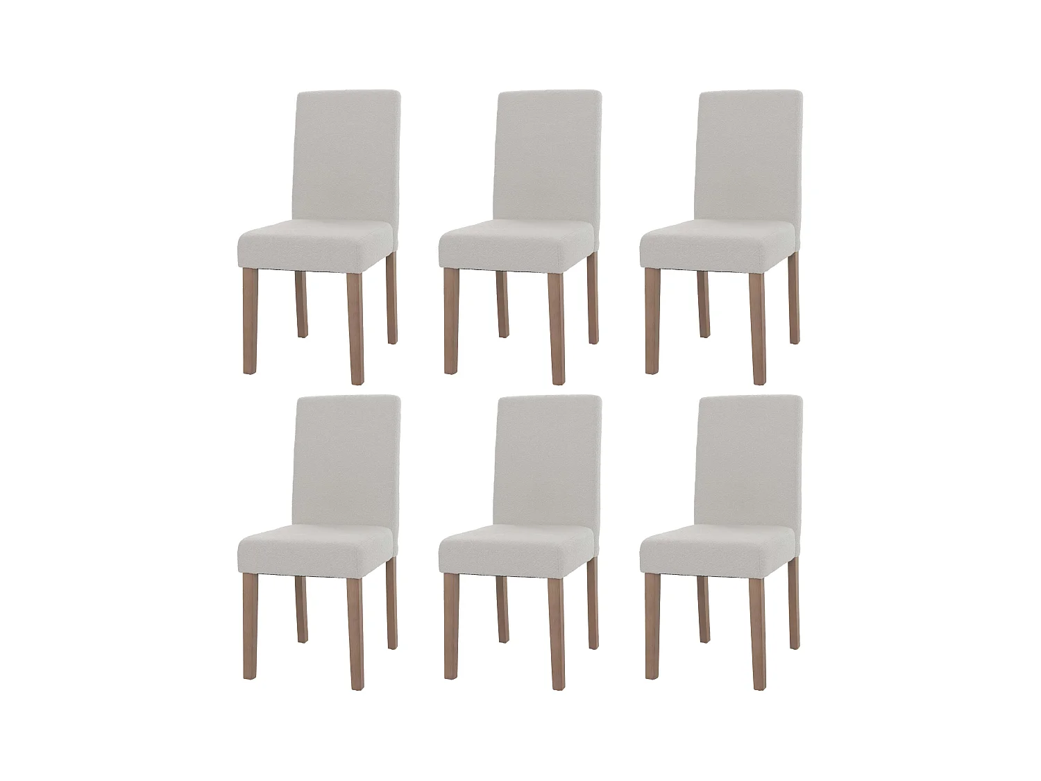 Chaise de salle à manger Littau Bouclé (lot de 6),  crème, pieds couleur naturelle