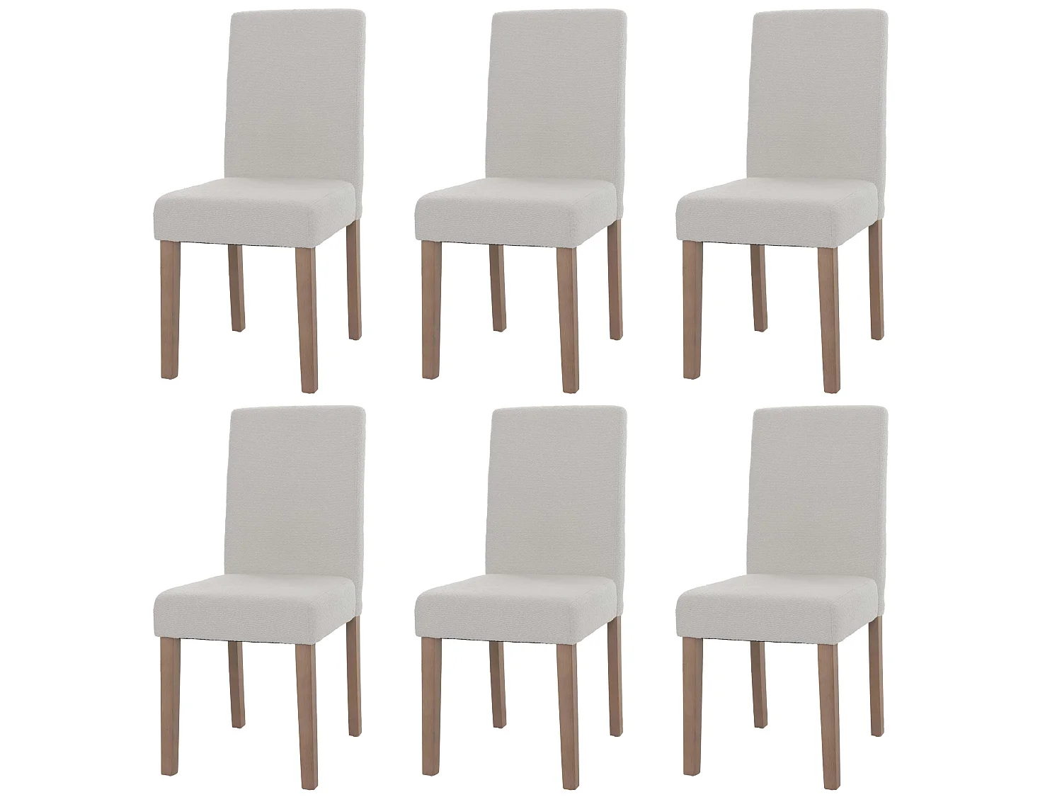Silla de comedor Littau bouclé (juego de 6),  crema, patas color natural