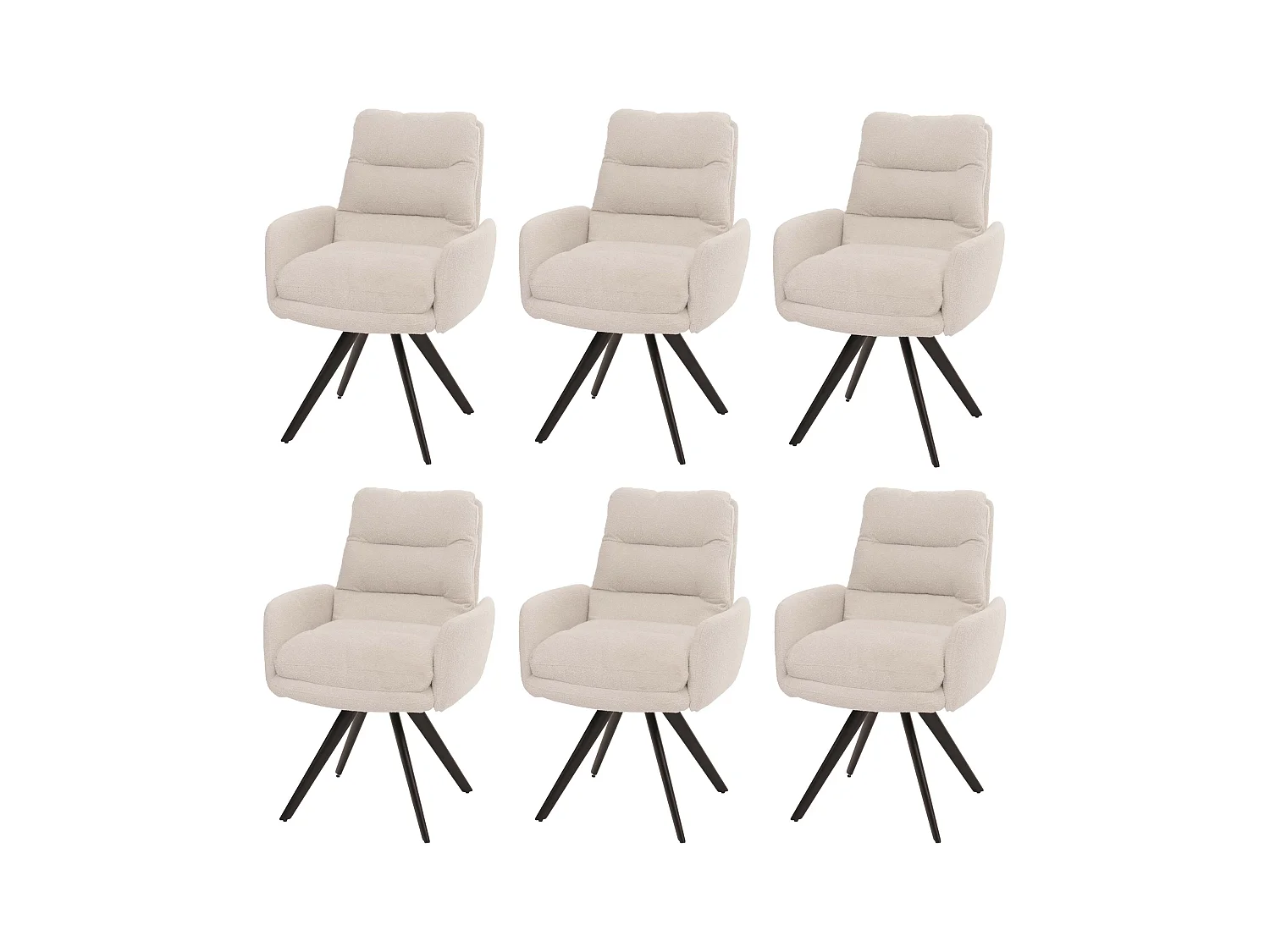 Chaise de salle à manger MCW-G66 Bouclé (lot de 6),  blanc crème, avec accoudoirs