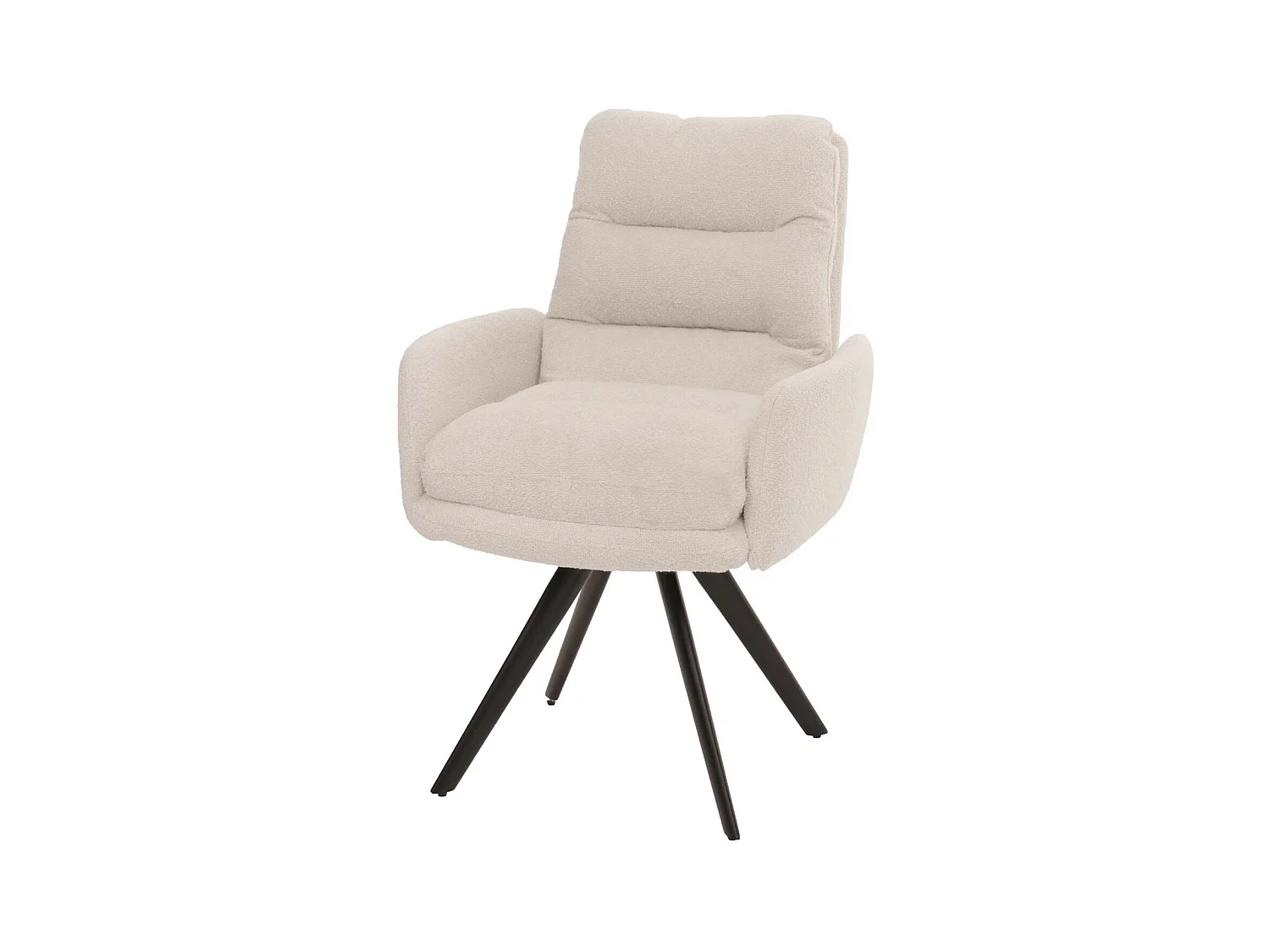 Chaise de salle à manger MCW-G66 Bouclé (lot de 6),  blanc crème, avec accoudoirs