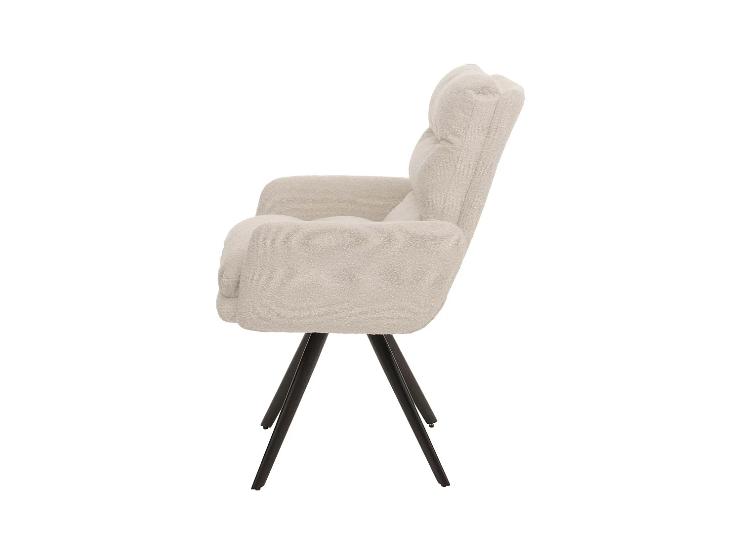 Esszimmerstuhl MCW-G66 Bouclé (6er-Set), Cremeweiß, mit Armlehne