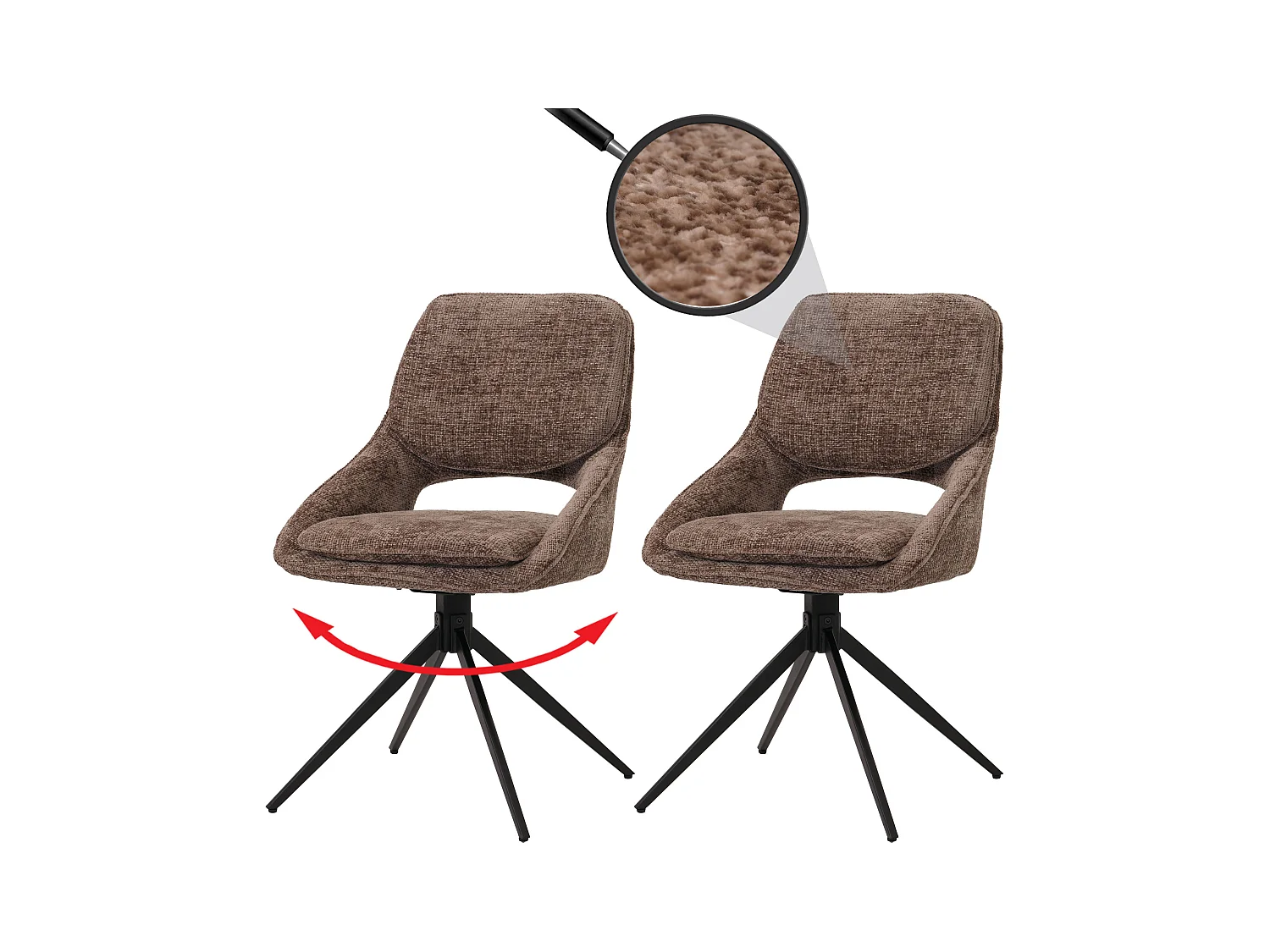 Chaise de salle à manger MCW-N73 (lot de 2),  marron