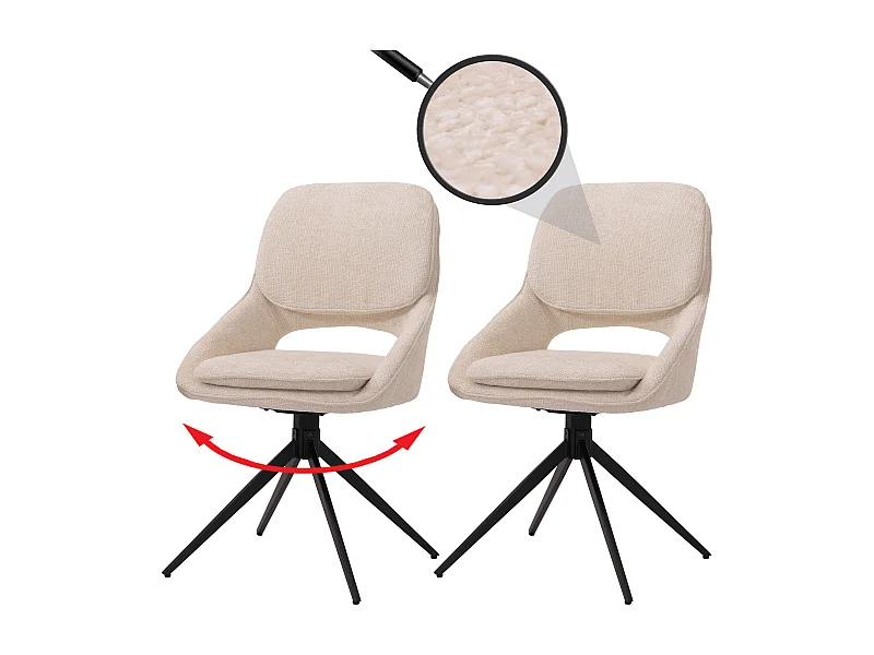 Chaise de salle à manger MCW-N73 (lot de 2),  crème-beige