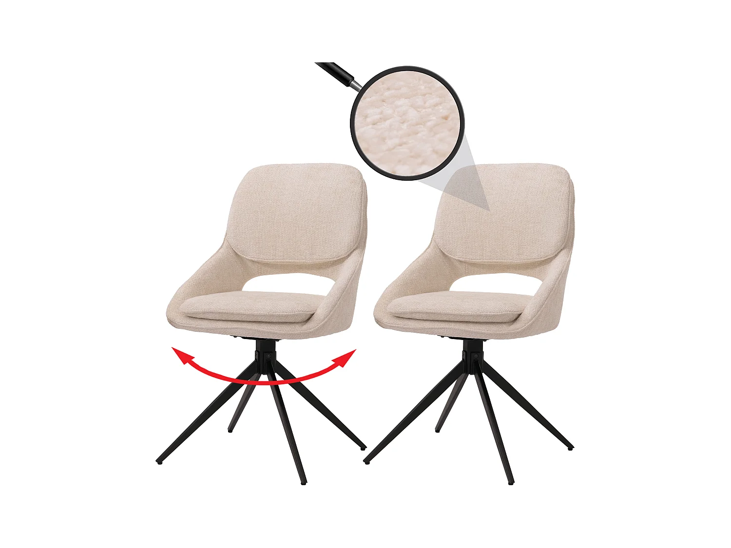 Chaise de salle à manger MCW-N73 (lot de 2),  crème-beige
