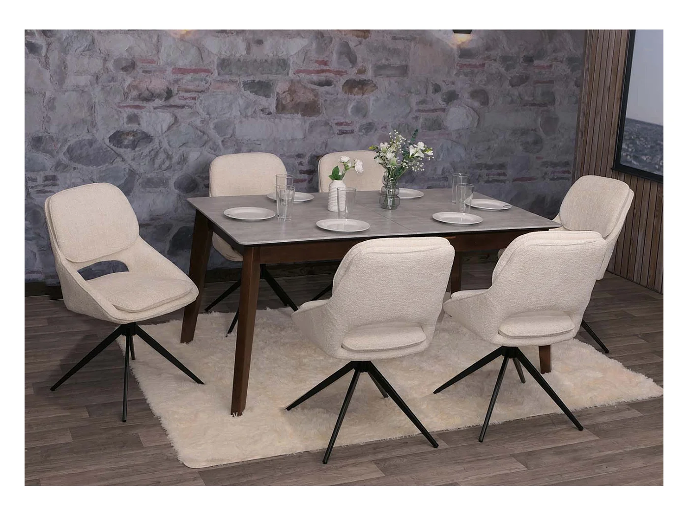 Eetkamerstoel MCW-N73 (set van 2),  crème-beige