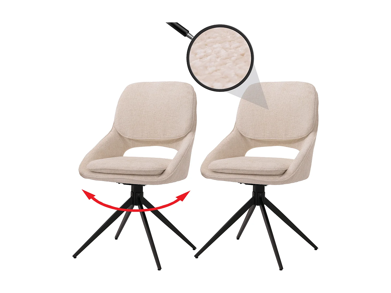 Chaise de salle à manger MCW-N73 (lot de 2),  crème-beige