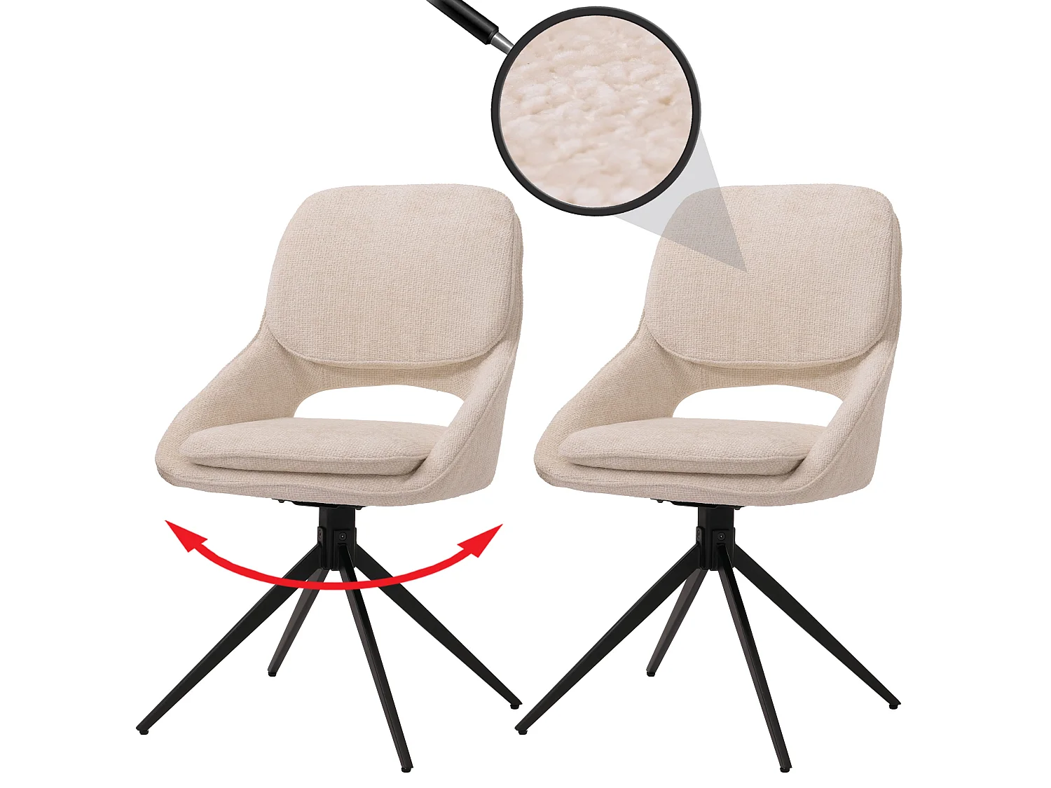 Esszimmerstuhl MCW-N73 (2er-Set), Creme-beige