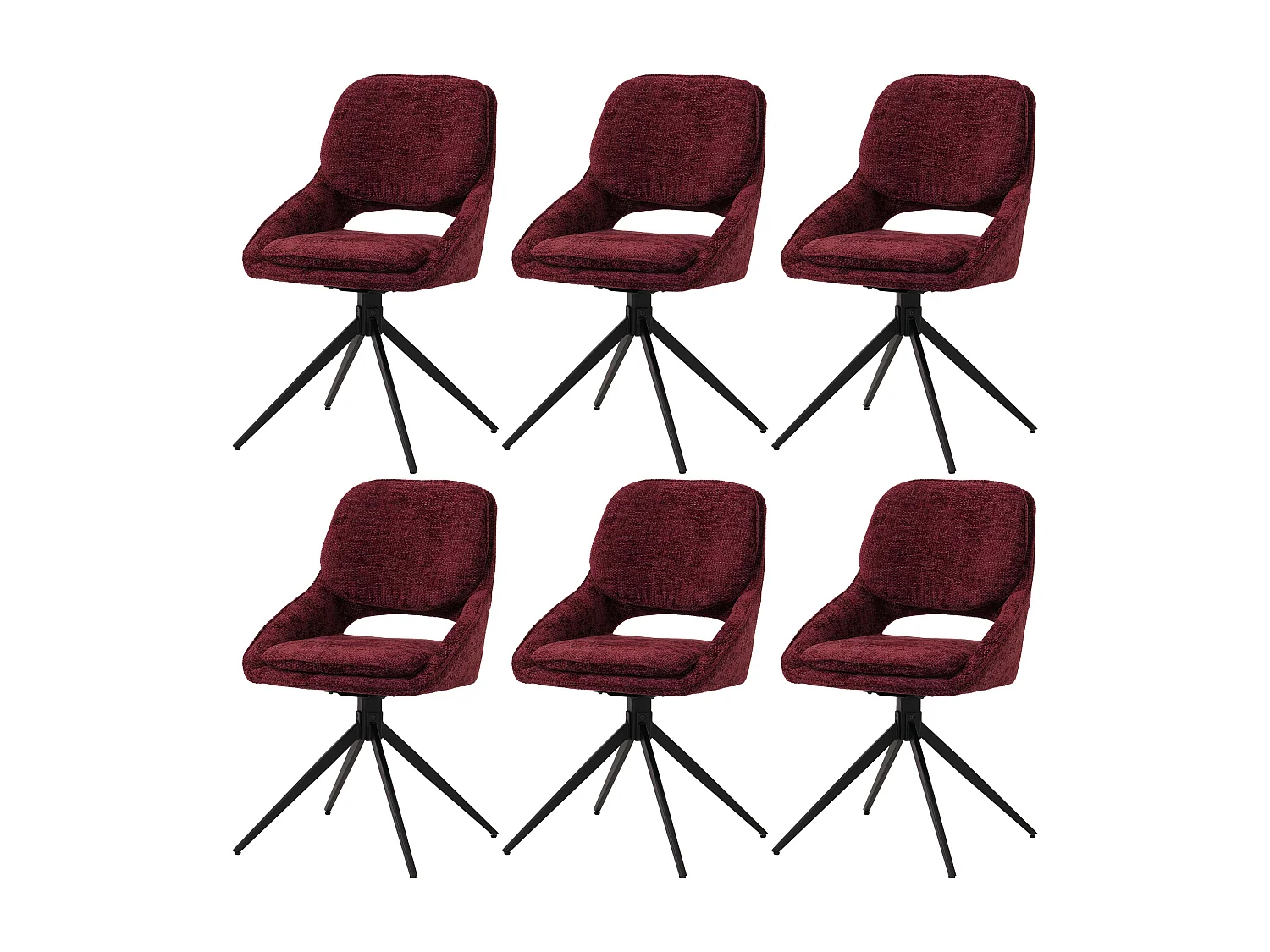 Chaise de salle à manger MCW-N73 (lot de 6),  bordeaux