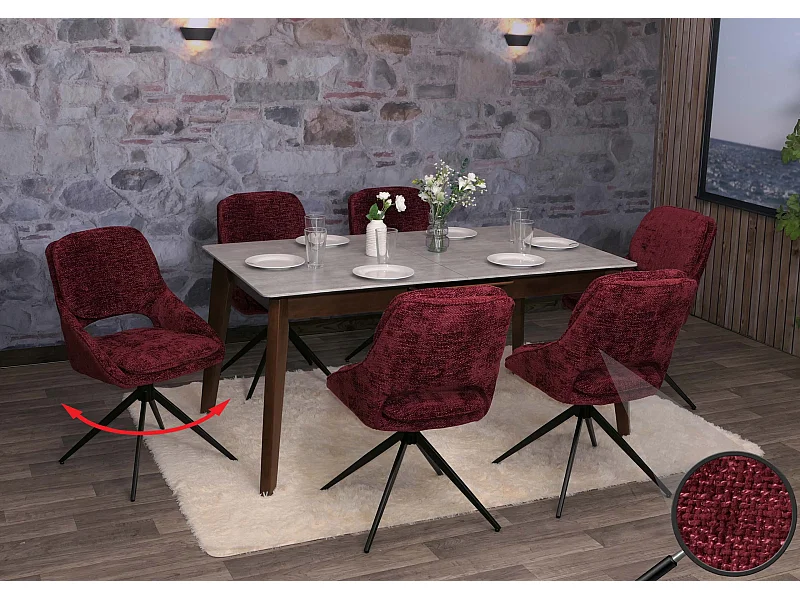 Chaise de salle à manger MCW-N73 (lot de 6),  bordeaux