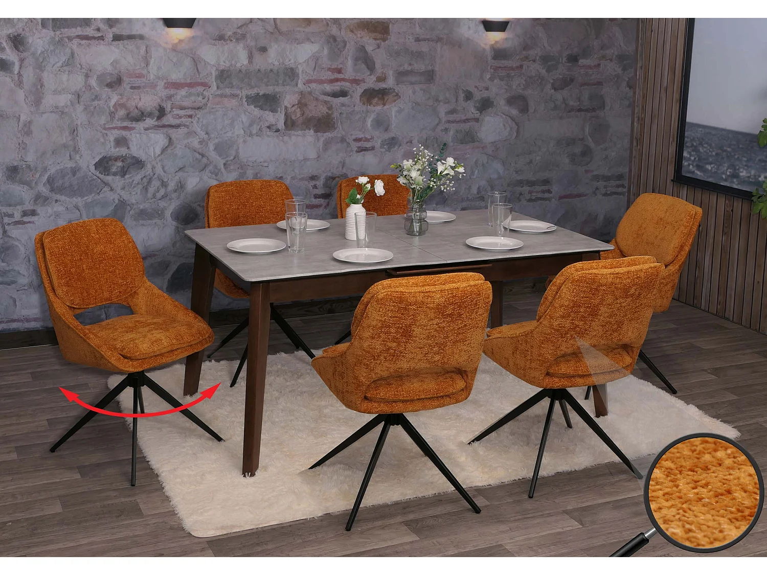 Chaise de salle à manger MCW-N73 (lot de 6),  ocre-jaune