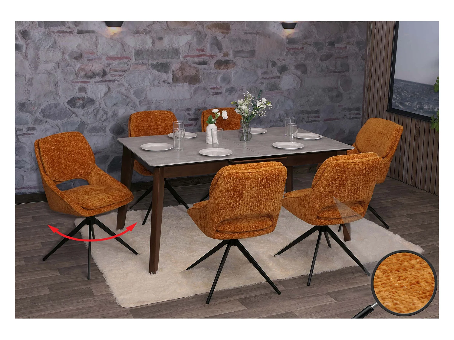 Chaise de salle à manger MCW-N73 (lot de 6),  ocre-jaune