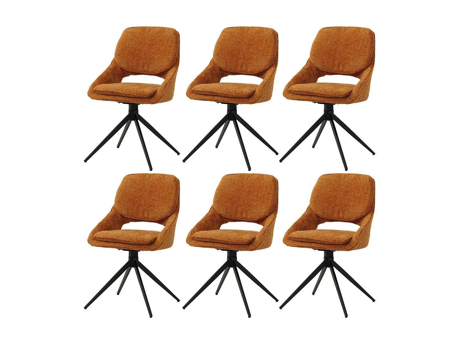 Spisestuestol MCW-N73 (sæt med 6 stk.),  okkergul