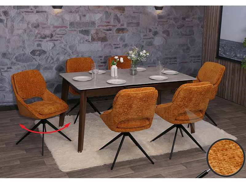 Chaise de salle à manger MCW-N73 (lot de 6),  ocre-jaune