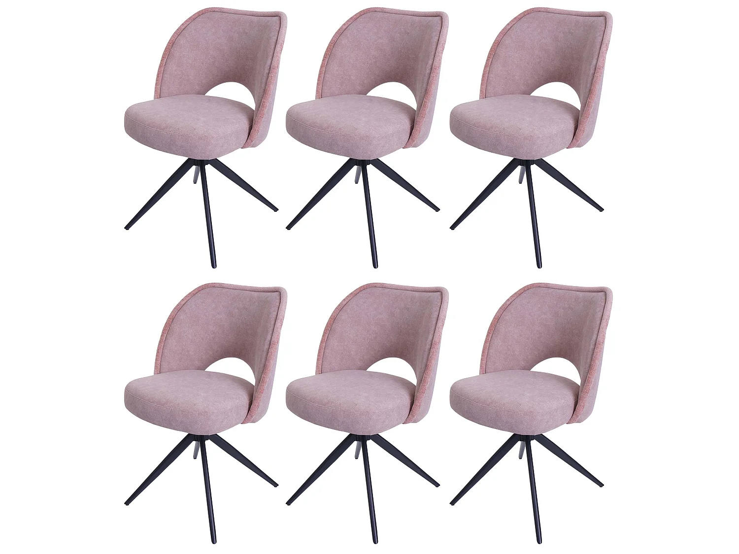 Chaise de salle à manger MCW-N72 (lot de 6),  rose